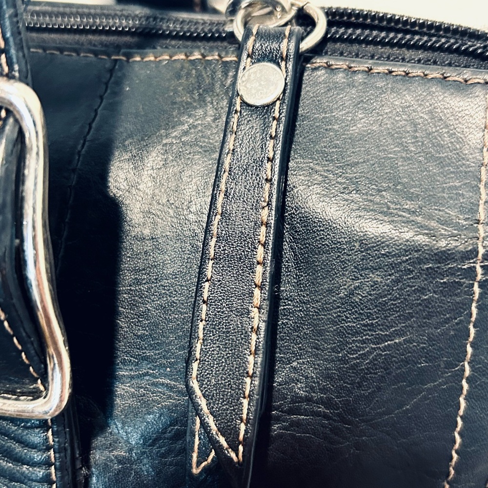 Fossil Black Leather Laptop Tote Bag - Picture 7 of 10